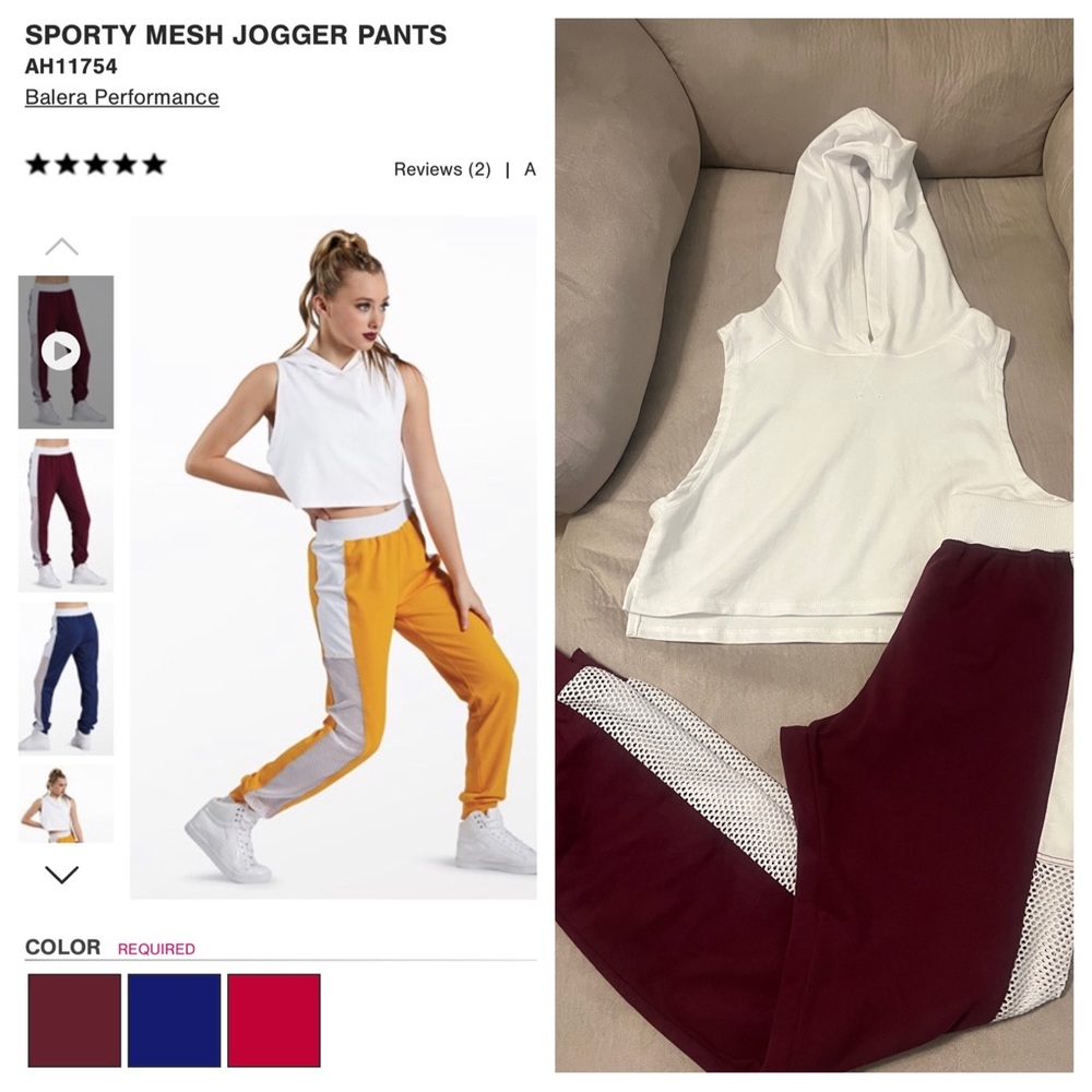 Balera 2 Piece Hip Hop Mesh Jogger Pants Set